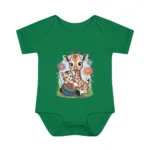 Cute Giraffe and Kitten Playful Rainbow Yarn Short Sleeve Bodysuit - Image 4