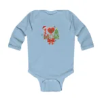 I Love Mom Christmas Design Long Sleeve Bodysuit - Image 7