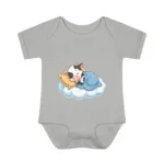 Cute Sleeping Farm & Domestic Animals on Clouds Infant Baby Short Sleeve Bodysuit - Image 7