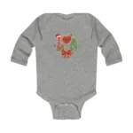 I Love Mom Christmas Design Long Sleeve Bodysuit - Image 5