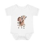 Cute Monkey Riding Giraffe Short Sleeve Bodysuit - Image 7
