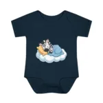 Cute Sleeping Wild & Safari Animals on Clouds Infant Baby Short Sleeve Bodysuit - Image 7