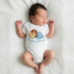 Cute Sleeping Farm & Domestic Animals on Clouds Infant Baby Short Sleeve Bodysuit - Image 6