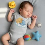Cute Sleeping Farm & Domestic Animals on Clouds Infant Baby Short Sleeve Bodysuit - Image 4