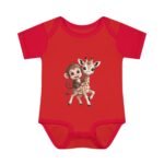 Cute Monkey Riding Giraffe Short Sleeve Bodysuit - Image 4