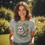 Sloth Mom Tshirt – Hanging on Tree - Image 3