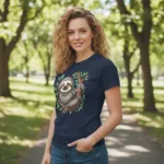 Sloth Mom Tshirt – Hanging on Tree - Image 4