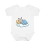Cute Sleeping Wild & Safari Animals on Clouds Infant Baby Short Sleeve Bodysuit - Image 8