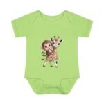 Cute Monkey Riding Giraffe Short Sleeve Bodysuit - Image 5