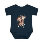 Cute Monkey Riding Giraffe Short Sleeve Bodysuit - Image 3