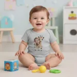 Cute Monkey Riding Giraffe Short Sleeve Bodysuit