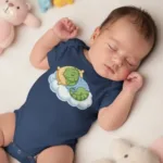 Cute Sleeping Wild & Safari Animals on Clouds Infant Baby Short Sleeve Bodysuit