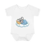 Cute Sleeping Australian Animals on Clouds Infant Baby Short Sleeve Bodysuit - Image 8