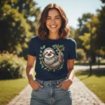Sloth Mom Tshirt – Hanging on Tree - Image 2