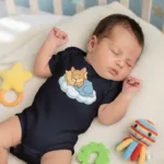 Cute Sleeping Australian Animals on Clouds Infant Baby Short Sleeve Bodysuit - Image 3