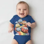 Rainbow Road Cute Cars Short Sleeve Bodysuit - Image 15