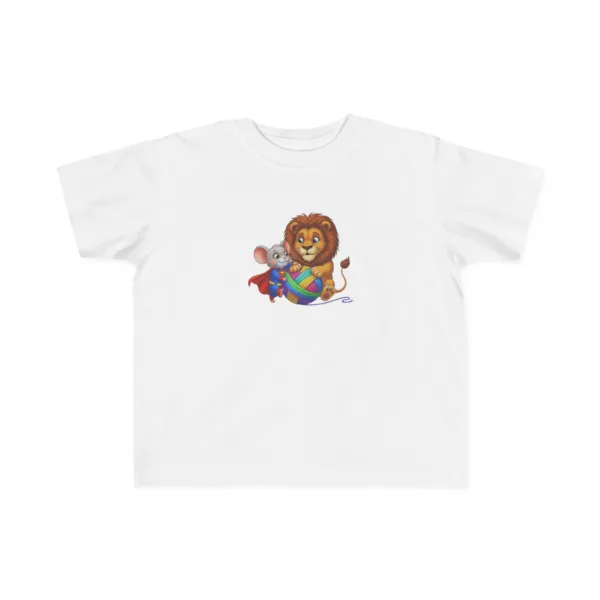 Super Mouse & Lion Playing Rainbow Yarn Short Sleeve Toddler Tshirt