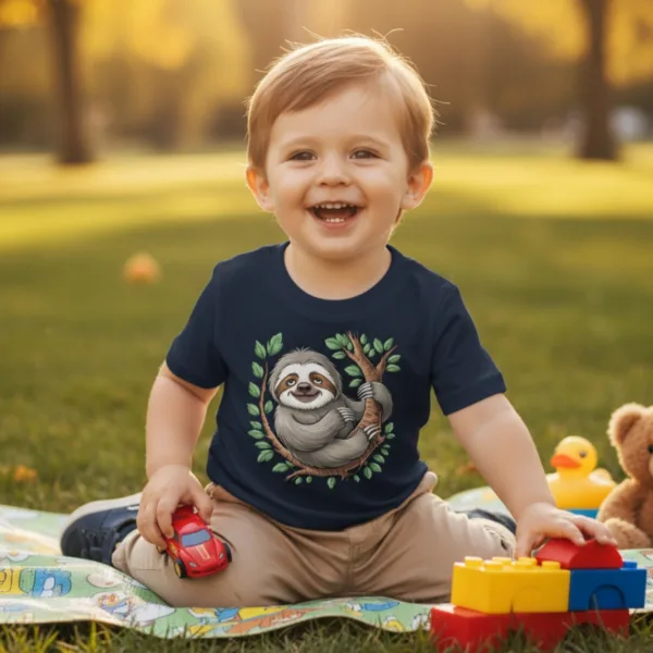 Sloth Toddler Tshirt - Hanging on Tree