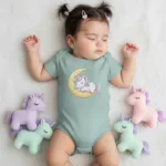 Sleeping Unicorn Moon for Girl Short Sleeve Bodysuit - Image 8