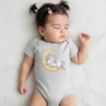 Sleeping Unicorn Moon for Girl Short Sleeve Bodysuit - Image 7
