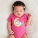 Sleeping Unicorn Moon for Girl Short Sleeve Bodysuit - Image 6