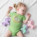 Sleeping Unicorn Moon for Girl Short Sleeve Bodysuit - Image 4