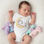 Sleeping Unicorn Moon for Girl Short Sleeve Bodysuit - Image 2