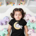 Unicorn Toddler Tshirt - Sleeping on Moon for Girls - Image 6