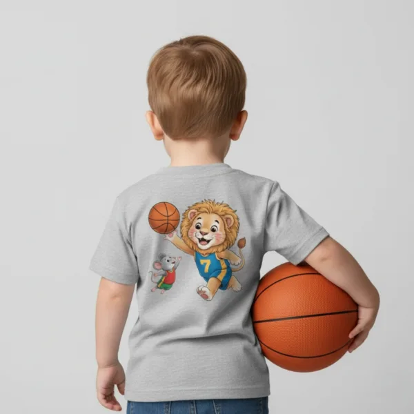 Lion & Mouse Playing Basketball - Short Sleeve Toddler Tshirt
