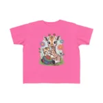 Giraffe and Kitten Playful Rainbow Yarn Short Sleeve Toddler Tshirt - Image 27