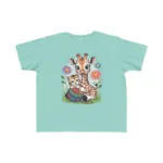 Giraffe and Kitten Playful Rainbow Yarn Short Sleeve Toddler Tshirt - Image 3
