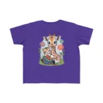 Giraffe and Kitten Playful Rainbow Yarn Short Sleeve Toddler Tshirt - Image 26