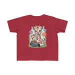 Giraffe and Kitten Playful Rainbow Yarn Short Sleeve Toddler Tshirt - Image 29