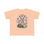 Giraffe and Kitten Playful Rainbow Yarn Short Sleeve Toddler Tshirt - Image 14