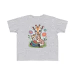 Giraffe and Kitten Playful Rainbow Yarn Short Sleeve Toddler Tshirt - Image 2