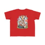 Giraffe and Kitten Playful Rainbow Yarn Short Sleeve Toddler Tshirt - Image 28