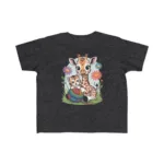 Giraffe and Kitten Playful Rainbow Yarn Short Sleeve Toddler Tshirt - Image 22