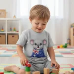 Cute Koala Wrapped in Australian Flag Toddler Short Sleeve T-Shirt Tee