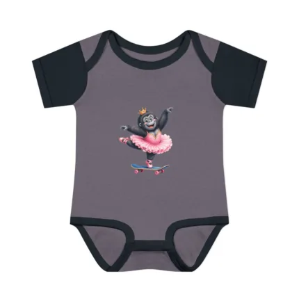 Crowned Gorilla Ballerina on a Skateboard – Short Sleeve Bodysuit – 19917833444291381639 – primary front