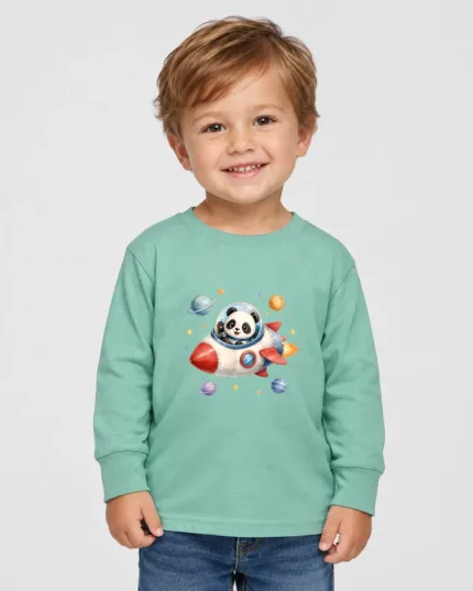 Panda Toddler T-Shirt – Flies Space Rocket product image